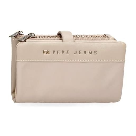 Pepe Jeans morgan portafoglio con porta carte di credito beige 14,5x9x2 cm poliestere e pu by joumma bags, beige, taglia unica, portafoglio con porta carte di credito