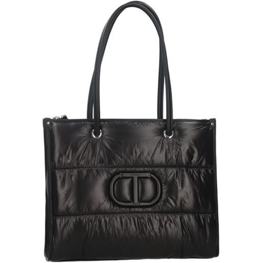 Twinset shopping bag trapuntata con logo oval t