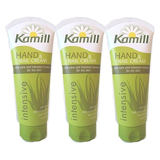 Kamill, 3 confezioni di crema mani e unghie sensitive all'estratto di camomilla, 100 ml (lingua italiana non garantita)