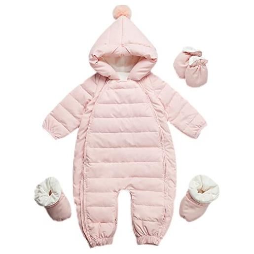 amropi bambino tute da neve inverno pagliaccetto con cappuccio neonato body overall jumpsuit nero, 12-18 mesi