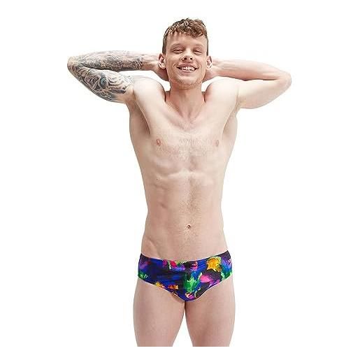 Speedo nuotatori da uomo 8 cm allover digital brief blu rosa, nero//indigo glow/orchid shine/mango/green glow, 5