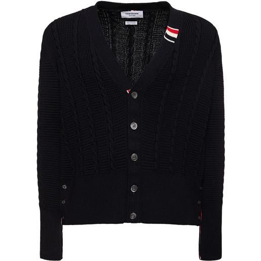 THOM BROWNE cardigan relaxed fit in maglia a trecce