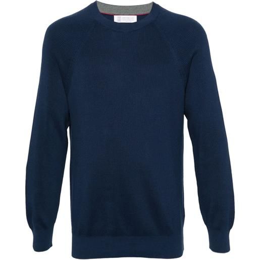 Brunello Cucinelli maglione a coste - blu