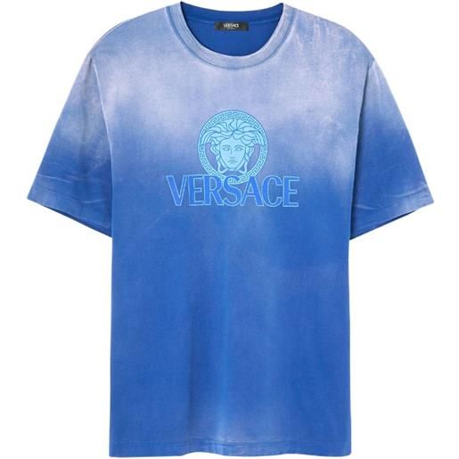 Versace t-shirt medusa con stampa - blu