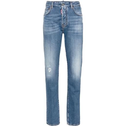 Dsquared2 jeans 642 dritti con effetto schiarito - blu