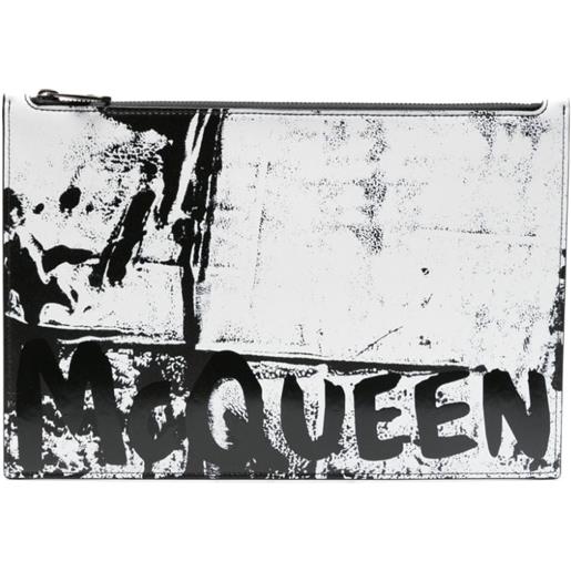 Alexander McQueen clutch con stampa astratta - nero