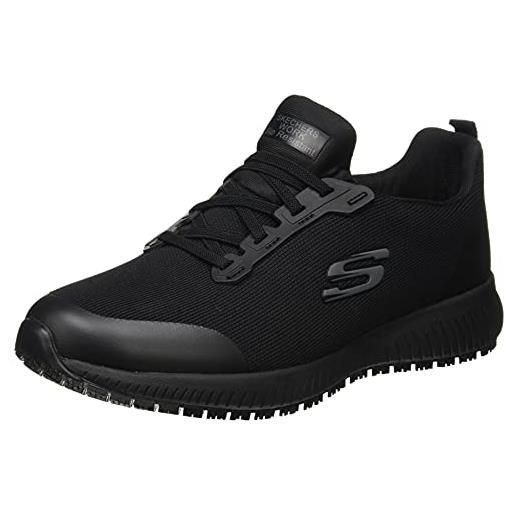 Skechers squad sr, scarpe da ginnastica donna, black flat knit, 36 eu