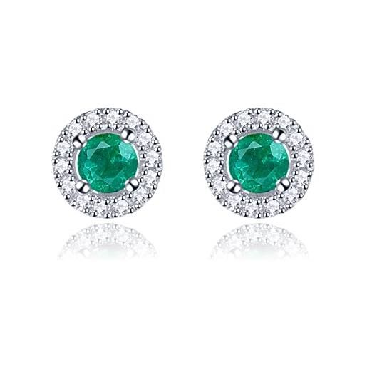 LP LOHASPIE natural gemstone emerald orecchini per le donne ragazze 925 sterling silver may birthstone studs gioielli di stile semplice cubic zirconia orecchini per compleanno anniversario (verde)