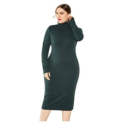 ShuoBeiter donna colore solido più taglia vestito maglione manica lunga stretch slim collo alto abiti in maglia(xl, s1)