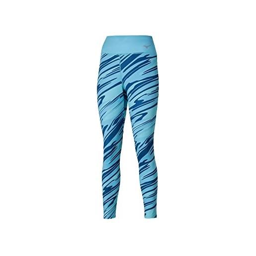 Mizuno 7/8 printed tight leggings, maui blu, xs donna