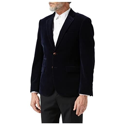 Xposed - giacca da uomo in velluto a coste, stile vintage, retrò, su misura, colore: blu navy