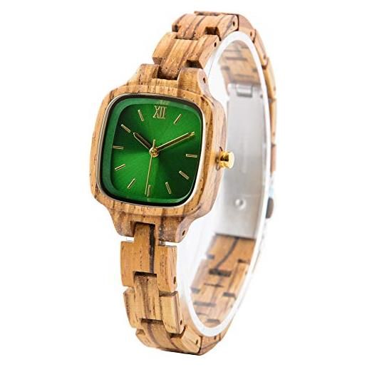 LMWOOD orologio da polso casual in legno con incisione personalizzata in legno con quadrante in madreperla, quadrato02. , bracciale