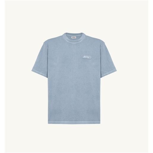 autry t-shirt relaxed fit in jersey di cotone azzurro