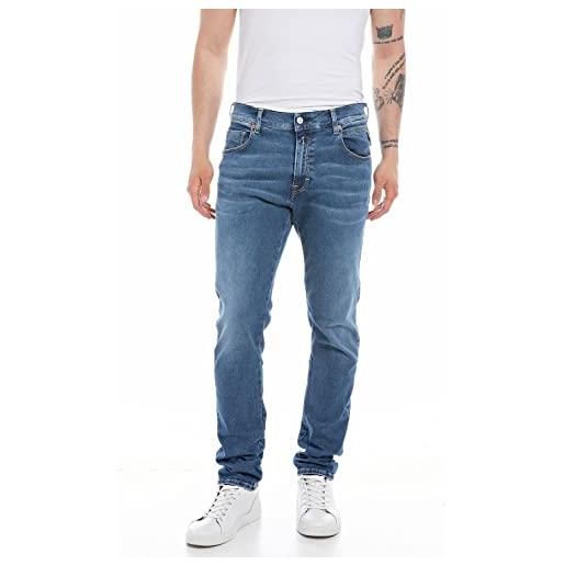 REPLAY jeans uomo mickym slim fit hyperflex elasticizzati, blu (medium blue 009), w28 x l32