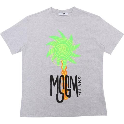 Msgm t-shirt grigia con stampe