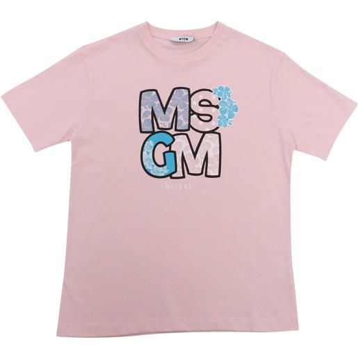 Msgm t-shirt rosa con stampa