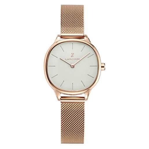 LANZOOM orologio da donna color crema quadrante quadrato con cinturino in acciaio tono oro rosa serie braini. , green