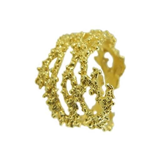 Paolo Saba anello a grani argento dorato forma ramo corallo lavorazione stile sardo modello aperto misura regolabile