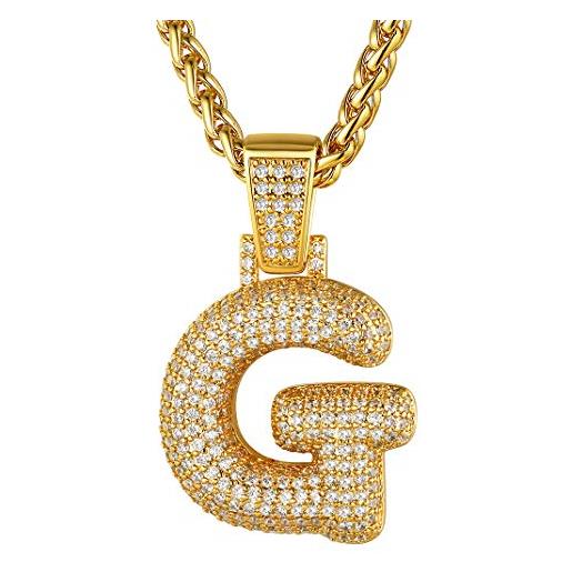 GOLDCHIC JEWELRY catena ice out lettera g, collana pendente iniziale in oro per donna
