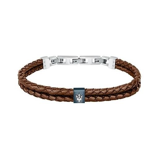 Maserati jewels bracciale uomo in acciaio, pelle riciclata, ip blu - jm422ave14