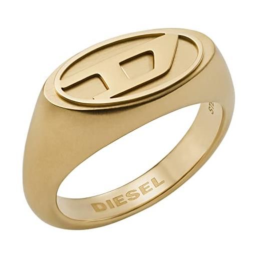 Diesel anello da uomo in acciaio, lunghezza: 20 mm, larghezza: 25,4 mm, altezza: 13 mm anello in acciaio inossidabile dorato, dx1376710