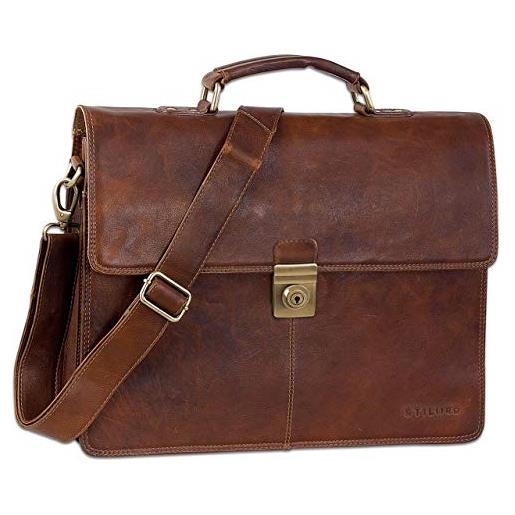 STILORD 'theodor' valigetta portadocumenti pelle nero borsa elegante da lavoro, borse per businessman, borse per insegnanti, vera pelle da uomo, colore: prestige - marrone