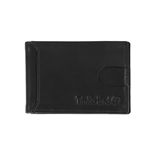 Timberland men's slim leather minimalist front pocket credit card holder wallet, black (cloudy money clip)