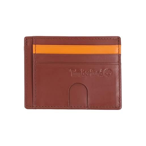 Timberland men's slim leather minimalist front pocket credit holder wallet, brown (cloudy card case)