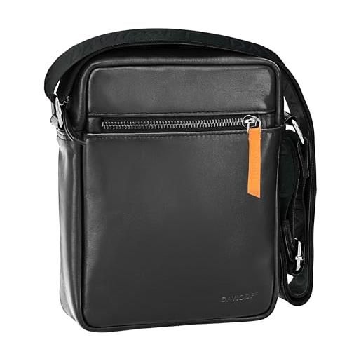 Davidoff essentials reporter bag - pratico borsello uomo pelle - moderna borsa tracolla uomo con zip e vari scomparti - piccolo borsello uomo tracolla per cellulare