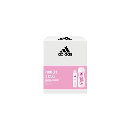 Adidas, confezione regalo donna control & smooth, deodorante spray 150 ml e gel doccia bagnoschiuma 250 ml