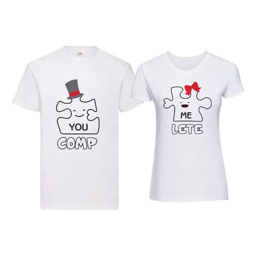 Mocheia SHOP coppia magliette puzzle you complete me nnamorati su t-shirt san. Valentino idea regalo san valentino
