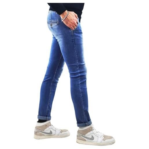 RDV jeans uomo elasticizzato slim fit chiaro pantalone casual tasca america 42 44 46 48 50 52 54 56 (52)