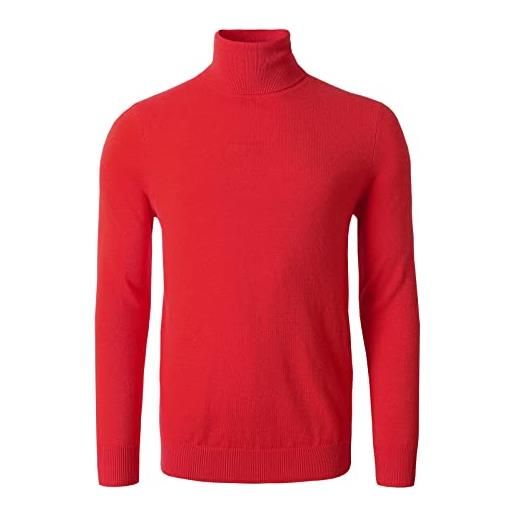 zhilifs maglione dolcevita uomo autunno inverno merino lana pura warm. Knit, rosso, m
