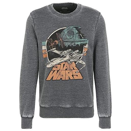 Recovered sweatshirt star wars empire strikes back retro x-wing-l-grau maglia di tuta, mehrfarbig, l uomo