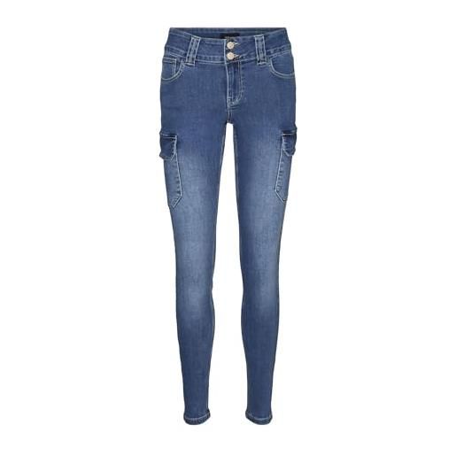 Vero moda vmcatch mr cargo jeans vi349, medium blue denim, m/30 donna