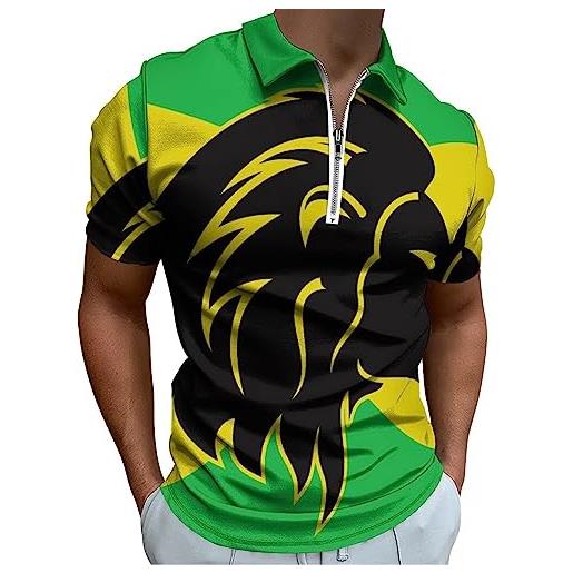 GYAUOLOP20127 polo da golf da uomo con bandiera della giamaica lion reggae maglietta estiva a maniche corte t-shirt ad asciugatura rapida muscolare xl