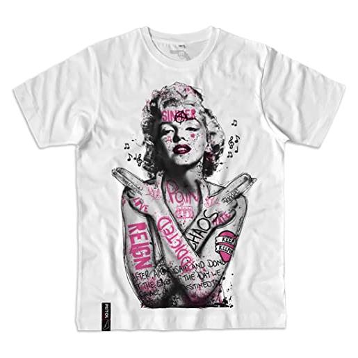 Pistol Boutique t-shirt da uomo con stampa di marilyn monroe, con stampa di graffiti, vestibilità standard, colore bianco, bianco, l