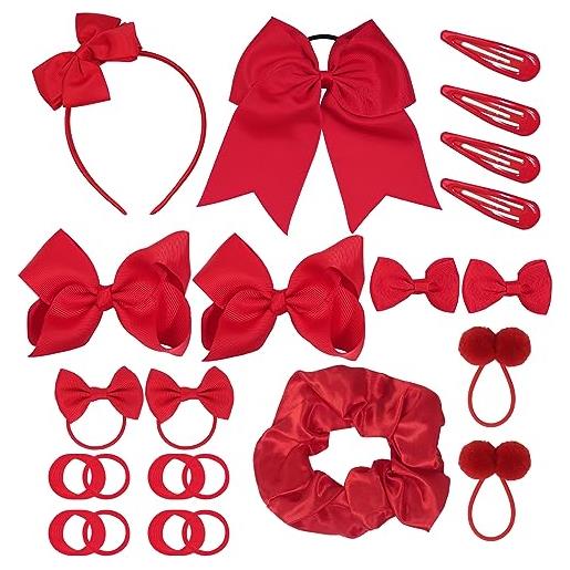 Qaziuy set di 45 accessori per capelli da ragazza, con fiocco rosso, per capelli, per ragazze, ragazzi, halloween, natale, festa dei bambini