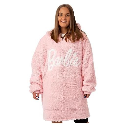 Barbie felpa con cappuccio coperta completa sherpa rosa da donna | abbraccia il comfort di lusso oodie | taglia unica per tutti | concediti avventure accoglienti