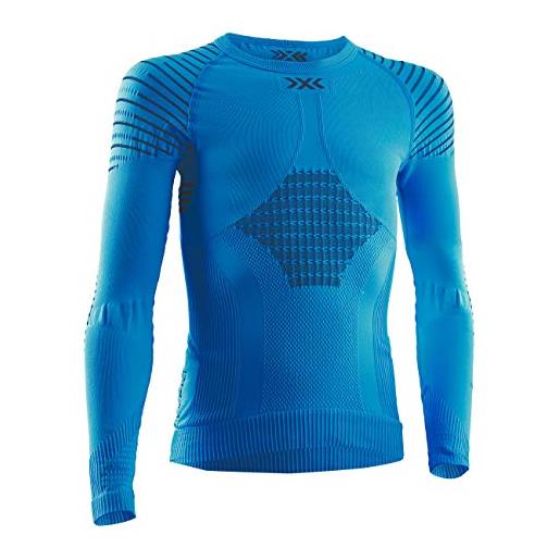 X-Bionic invent 4.0 round neck long sleeves, strato base camicia funzionale unisex bambini, teal blue/anthracite, 10/11