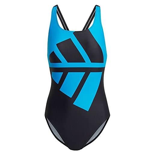 Adidas 3 bars suit, costume da nuoto donna, black/blue rush, 38