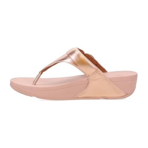 Fitflop lulu adjustable leather toe-post sandals, sandali donna, oro rosa, 43 eu