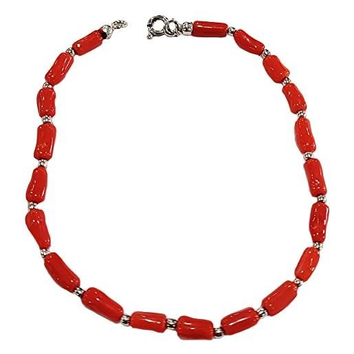gioiellitaly bracciale argento 925 uomo donna unisex con corallo rosso naturale e argento 925 gioiello artigianale unico made in italy