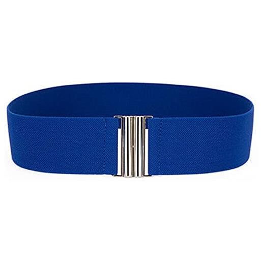 CHRYP delle donne solide cinghie a catena colori cintura larga stretch elastico in vita ladies dress cintura partito fibbia in metallo (size: 60-80cm, color: royal blue)