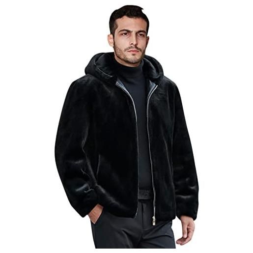 MaNMaNing uomo cappotto lungo in pelliccia sintetica invernale elegante giacca lungo pelliccia sintetica caldo cappotto con cappuccio parka pelliccia artificiale uomo giubbino termico cappotti giacche man23502