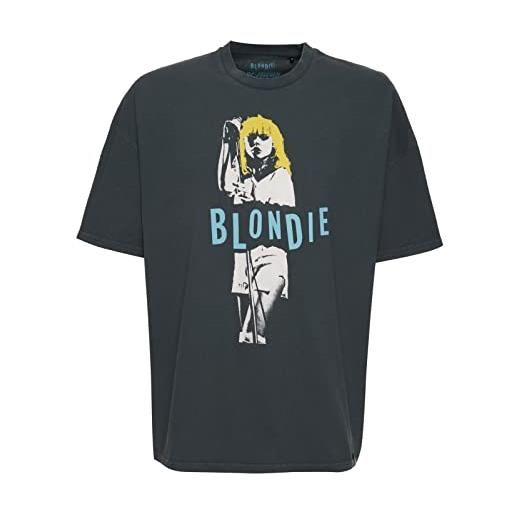 Recovered t-shirt oversize con scritta blondie singing, colore nero slavato, taglia s unisex-adulto