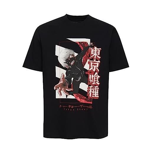 Recovered tokyo ghoul ken kaneki reach black maglietta by xl t-shirt, nero, uomo
