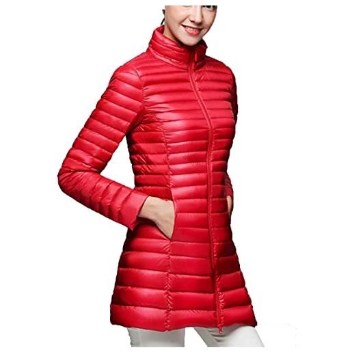 QCBH piumino leggero da donna piumino da donna slim di media lunghezza colletto alla coreana giacca oversize a maniche lunghe giacca calda piumino da donna