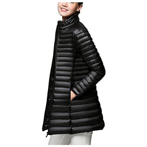 QCBH piumino leggero da donna piumino da donna slim di media lunghezza colletto alla coreana giacca oversize a maniche lunghe giacca calda piumino da donna