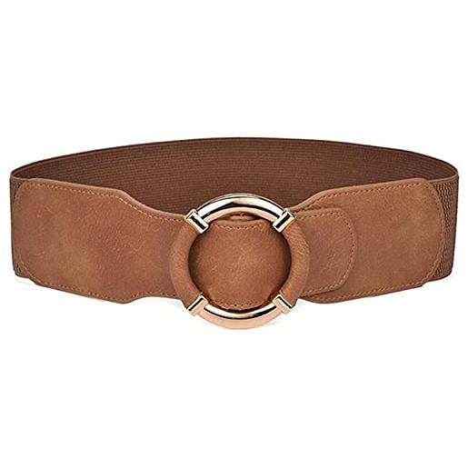 CHRYP ladies belt elastic gold anello fibbia ampia cintura abbigliamento decorazione vita pu. Cintura da donna in pelle (size: 80-100cm, color: brown)